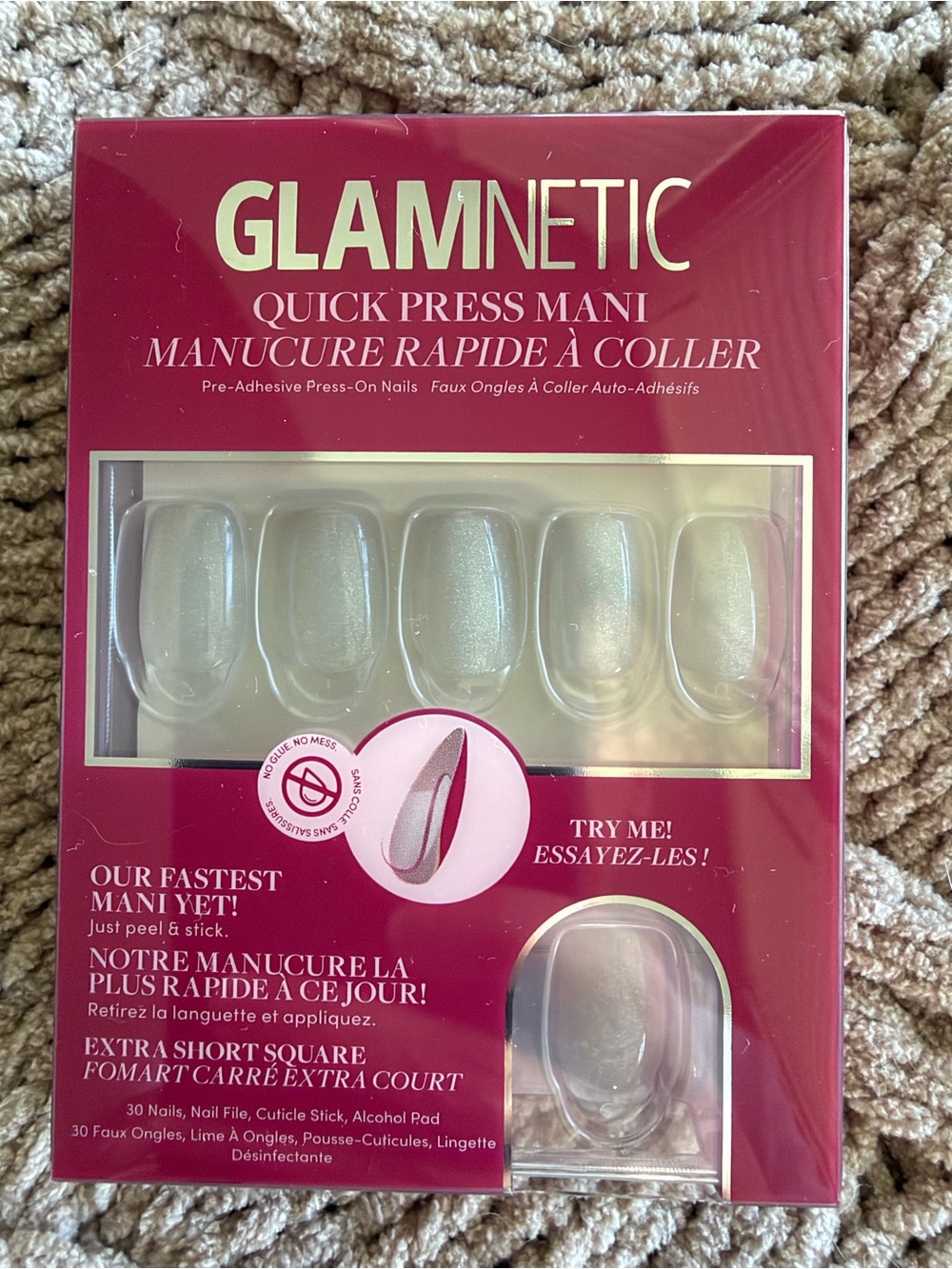 Glamnetic - Quick Press Mani Set - Daydream Veil - Extra Short Square - New!